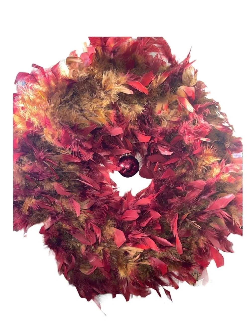 Angel Wreaths Red & Brown Feather Wreath